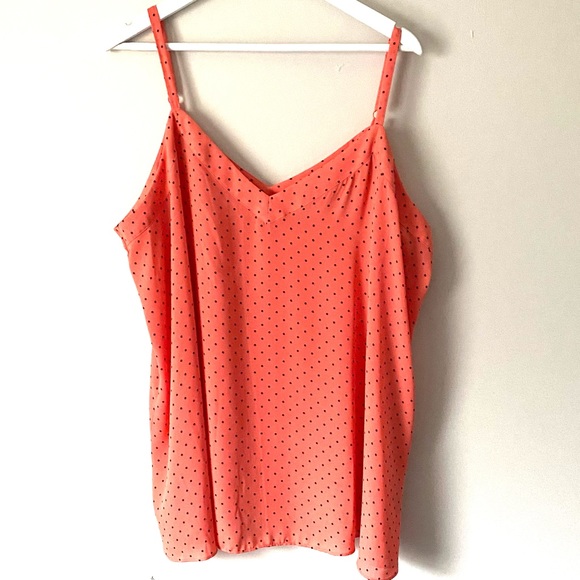Torrid adjustable tank top orange black polka dot - Picture 2 of 4